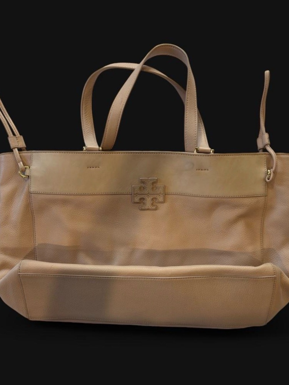 Tory Burch Light Blush Leather Tote with Logo Patch